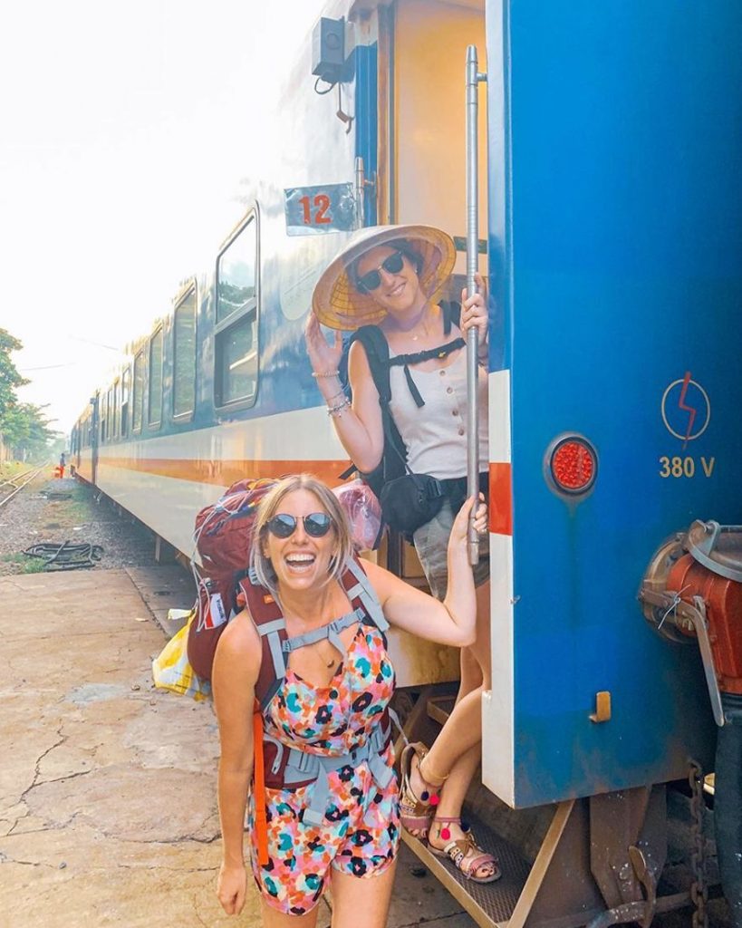 Tourists are excited to take the train from Da Nang to Hue
