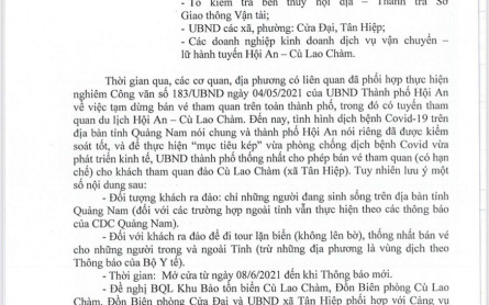 Đảo Cù Lao Chàm chính thức đón khách từ ngày 08/06/2021