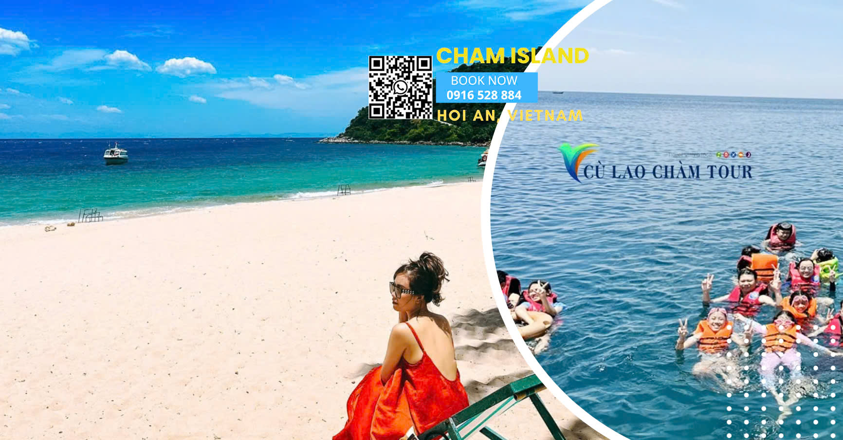 Bãi biển Cù Lao Chàm với làn nước xanh trong vắt
